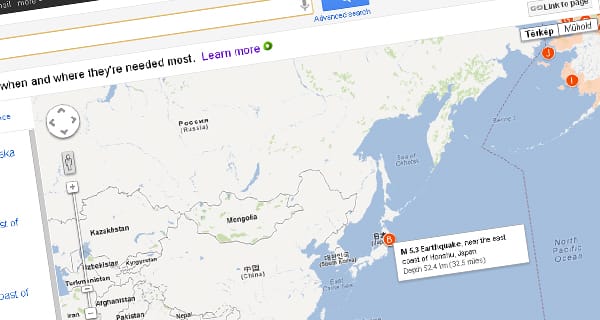 Google Maps - nézze meg hol lesz földrengés