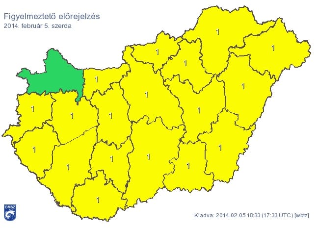 Figyelmeztetést adtak ki majdnem az egész országra