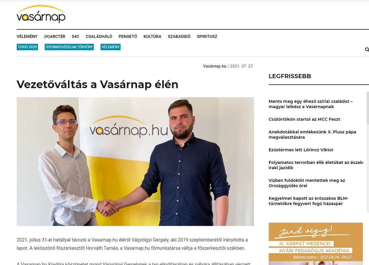 Lemondott a kormányközeli Vasárnap.hu főszerkesztője, aki korábban neonáci tüntetéseken vett részt