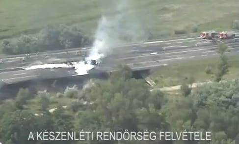 Így oltottak a megolvadt, füstölő M7-esen – légi videó