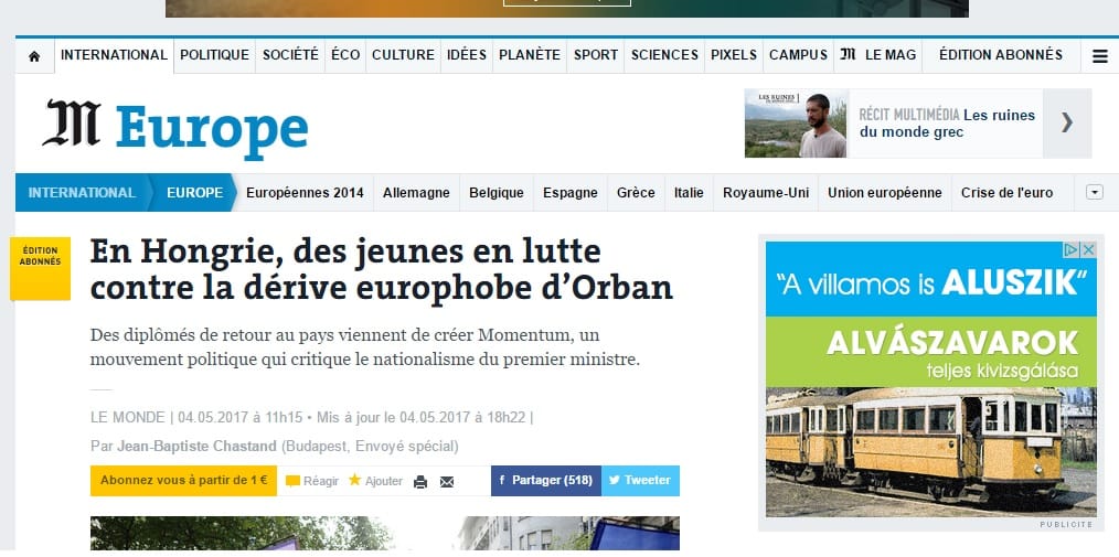 Le Monde: Orbán ellenlábasa a fiatal Orbánra emlékeztet