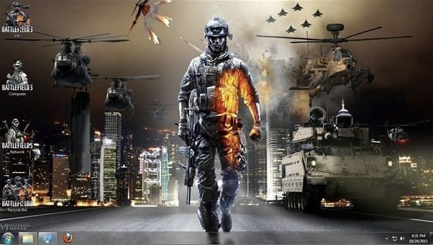 Letölthető Battlefield 3 téma Windows 7-hez