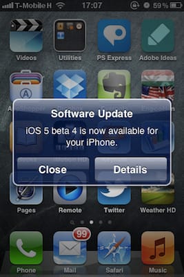 Már a negyedik béta tesztelhető az iOS 5-ből