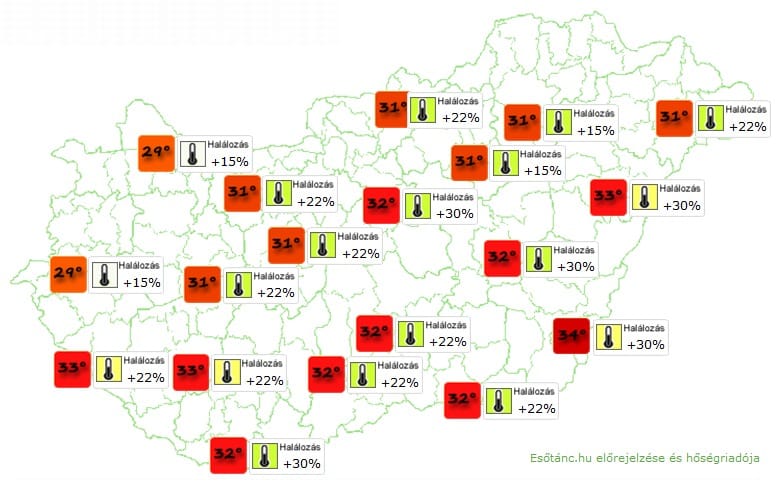 Hány ember halhat meg a kánikulában? – térkép