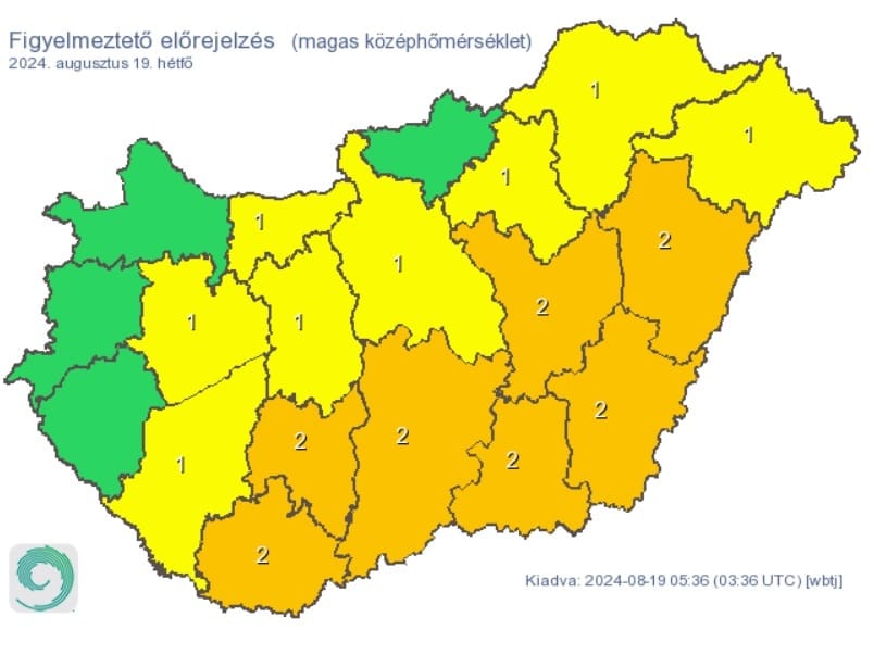 Riasztást adtak ki zivatarok miatt, az ország jelentős részén nagy melegre figyelmeztetnek