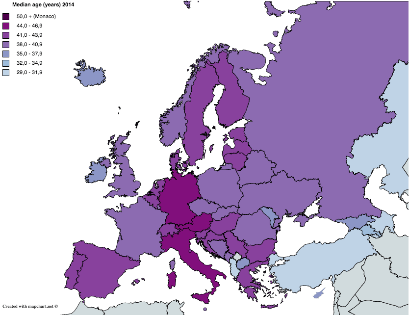 Térkép: Fellélegezhetünk, nem mi vagyunk a legöregebbek Európában