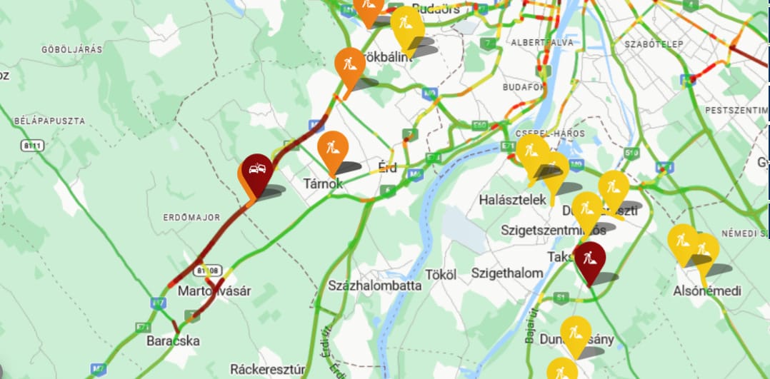 Baleset miatt korlátozzák a forgalmat az M7-esen Budapest felé, óriási a torlódás
