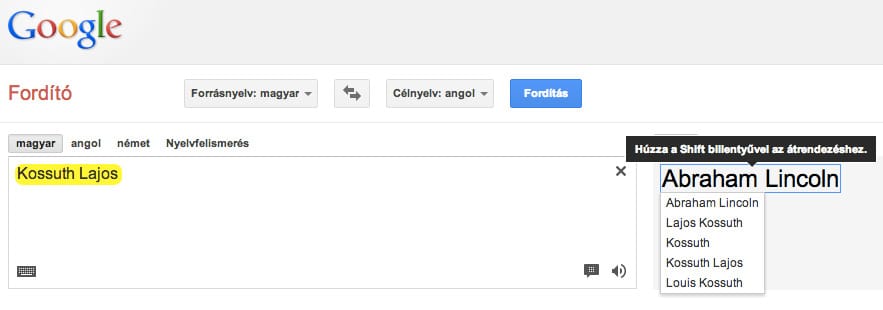 A Google szerint Abraham Lincoln az amerikai Kossuth Lajos
