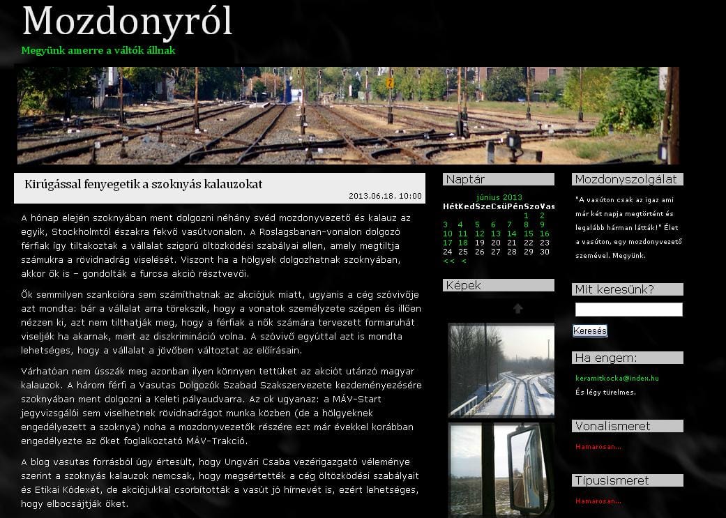 Szoknyás férfi kalauzokat rúghat ki a MÁV