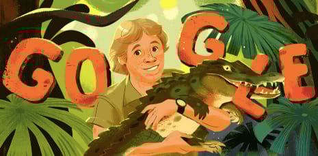 Miért került ma a krokodilvadász Steve Irwin a Google főoldalára?