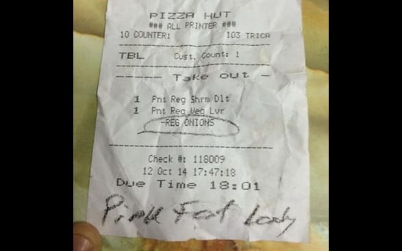 Lekövérezte egyik vásárlóját a nyugtán a Pizza Hut - fotó
