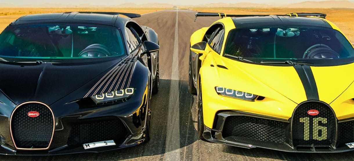 Egymás ellen gyorsult a Bugatti brutális duója – videó