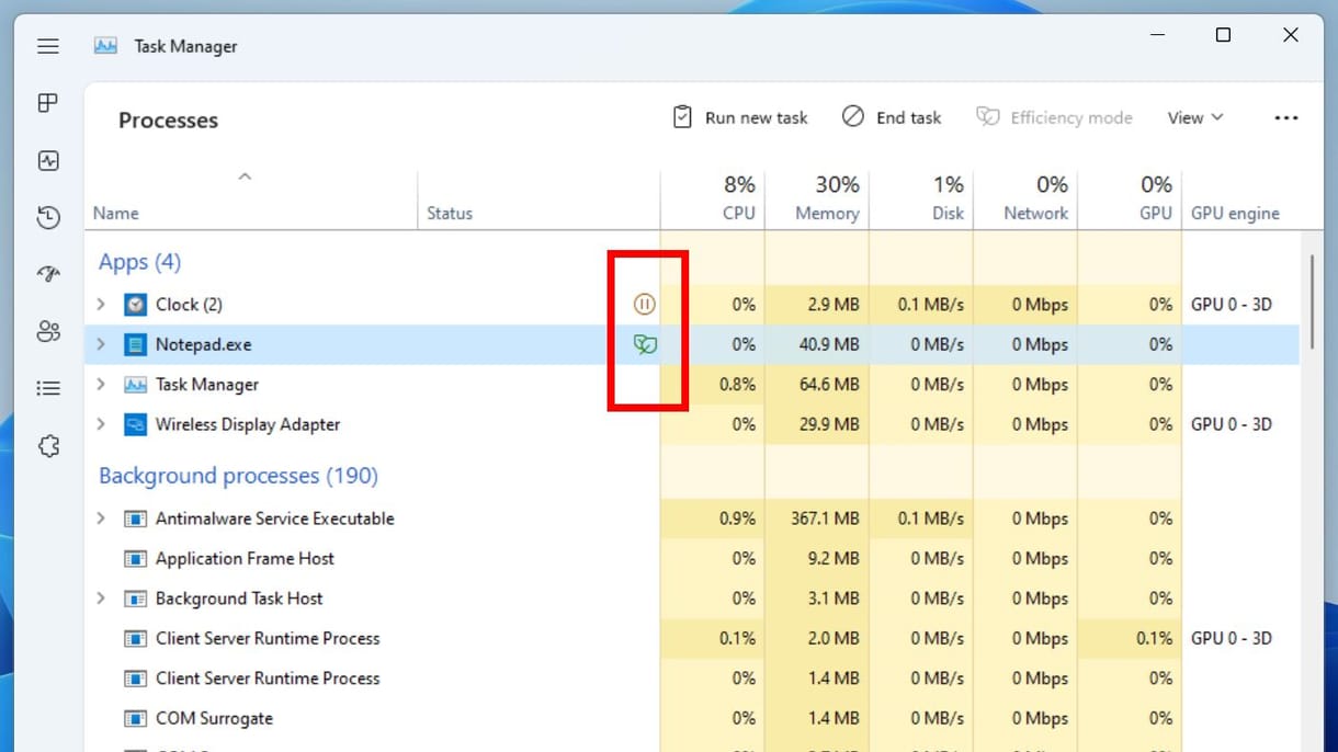Egy gombnyomással beállíthatja a Windowsban, melyik program fogyasszon kevesebbet