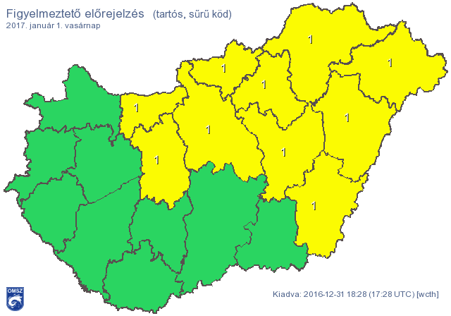 Figyelmeztetés: sűrű köddel indul 2017 – térkép