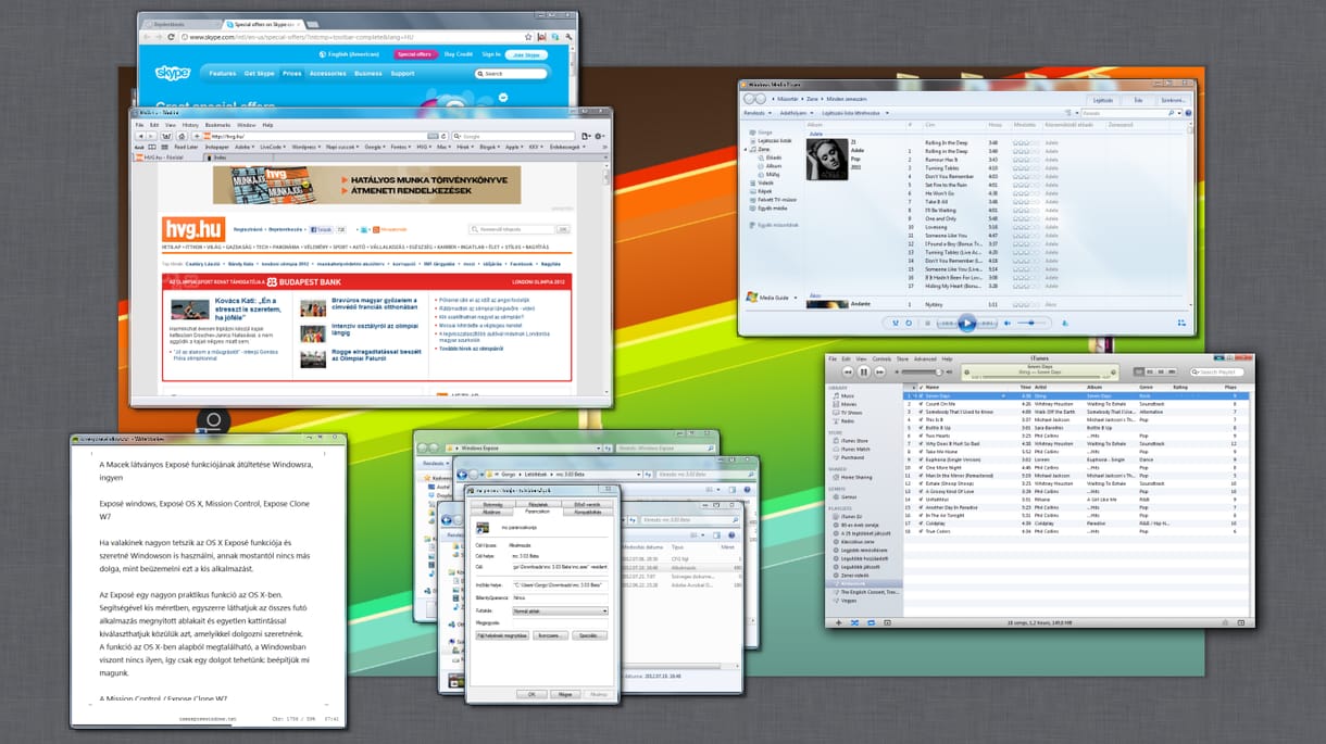 Az OS X látványos Exposé funkciójának átültetése Windowsra, ingyen