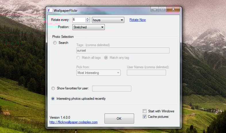 Töltsünk le Flickr képeket automatikusan, Windows háttérnek