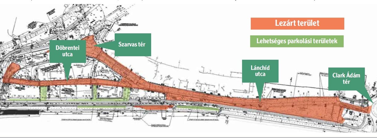 Hónapokig felfordulás lesz holnaptól a Lánchíd utcánál