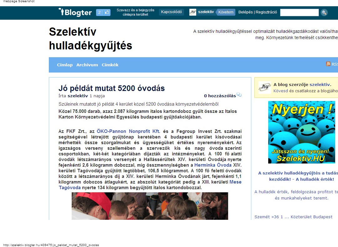 5200 budapesti óvodás vizsgázott jelesre környezetvédelemből