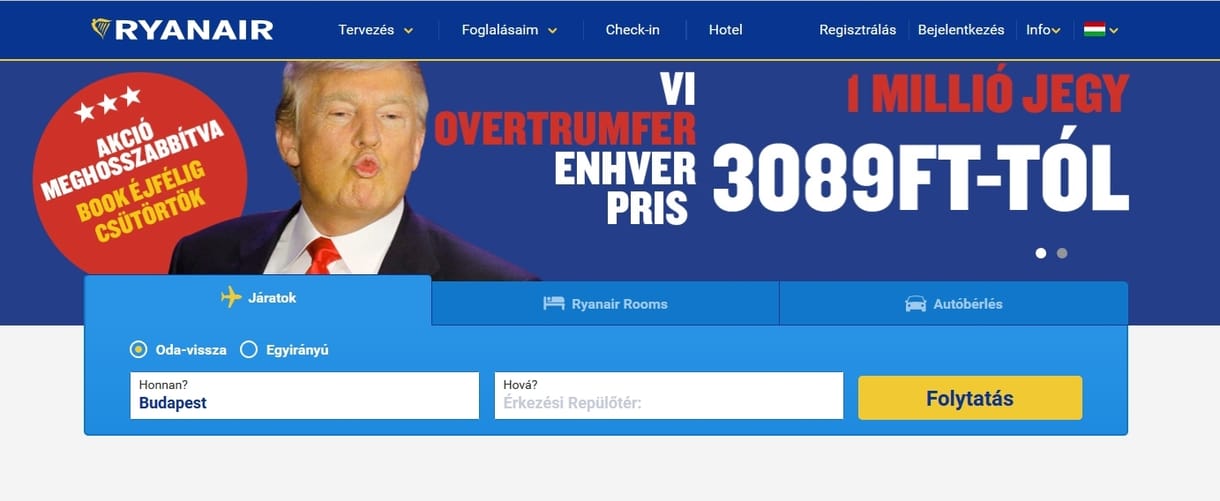 A Ryanair azonnal kifigurázta Trumpot