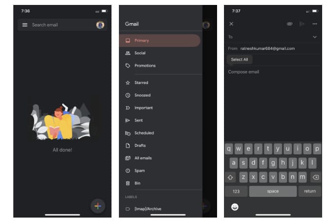 Frissítsen: elérhető a sötét mód a Gmailben nem csak Androidon, iPhone-okon is