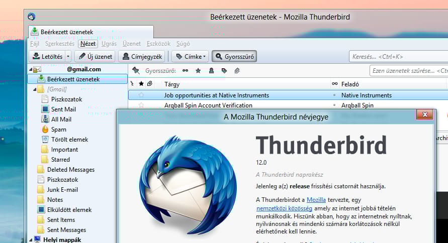 Letölthető a Mozilla Thunderbird 12: ingyen levelezőt mindenkinek!