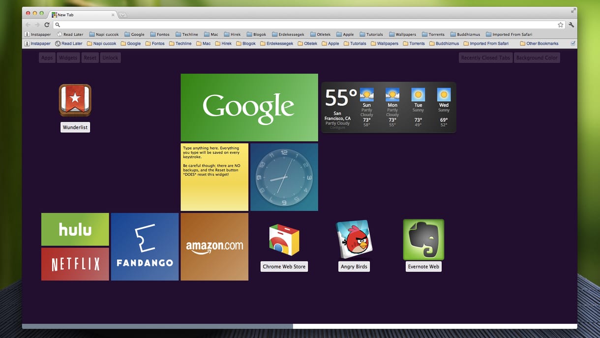 Látványos indító lap a Chrome-hoz, Windows 8 stílusban