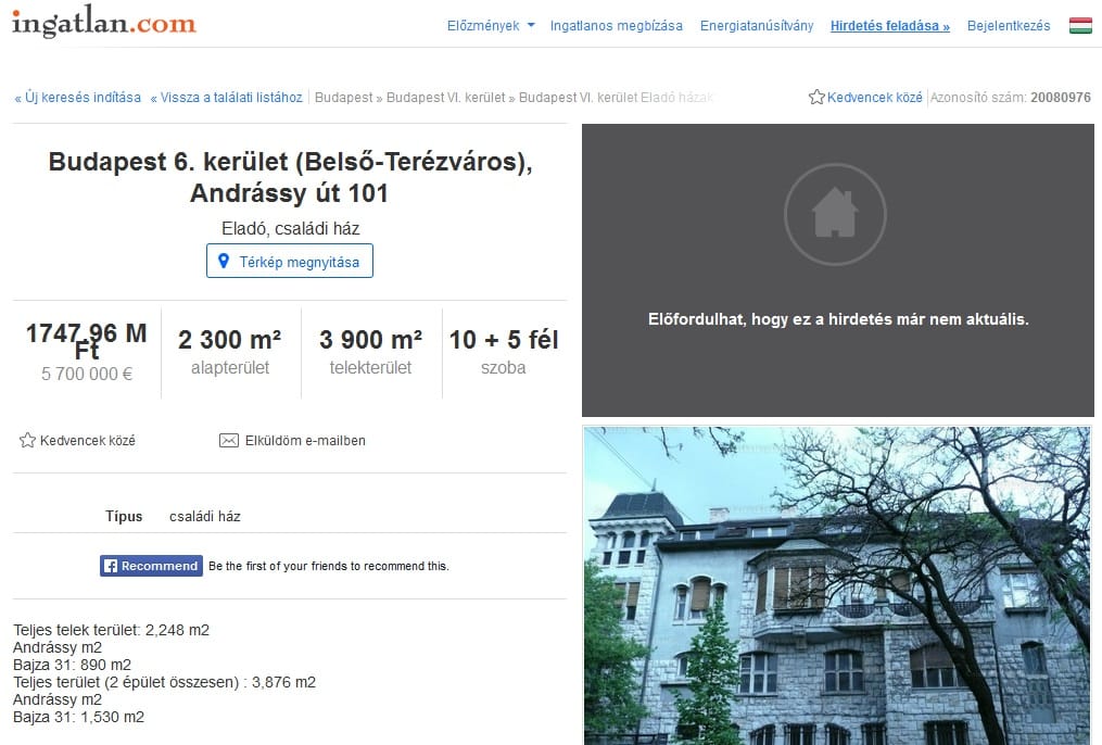 Orbánék palotát vettek az Andrássyn a Fekete-féle MMA-nak