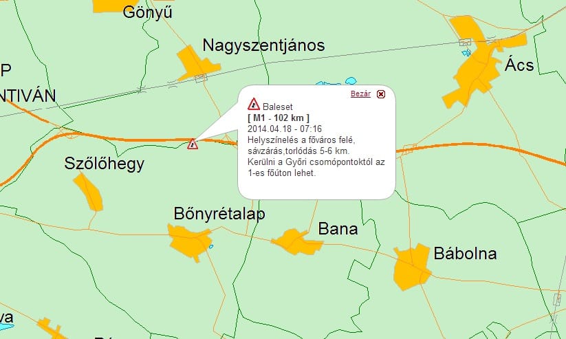 Hatalmas a dugó az M1-esen Budapest felé