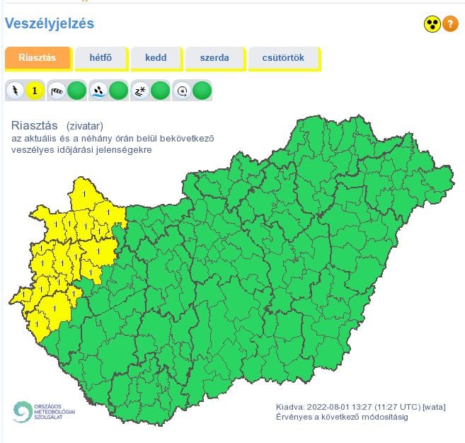 Vihar és jégeső is jöhet – elsőfokú figyelmeztetést adtak ki Nyugat-Magyarországra
