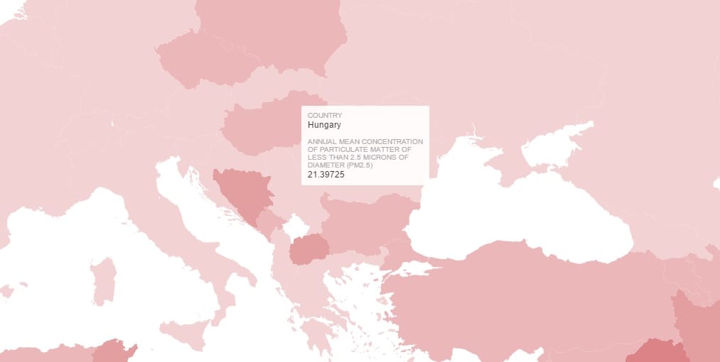 Magyarország az egyik legsötétebb folt az európai levegőtérképen