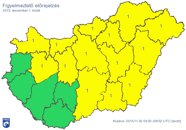 Térkép: figyelmeztetést adtak ki az ország nagy részére
