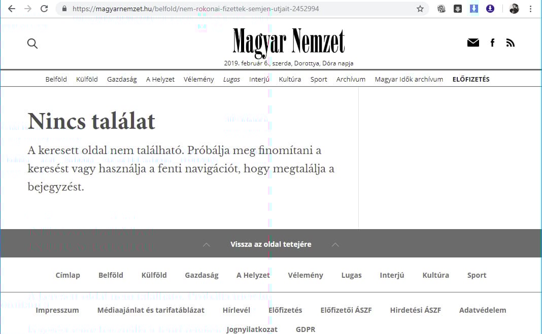 Elérhetetlenek a kínos ügyek az új Magyar Nemzet oldalán