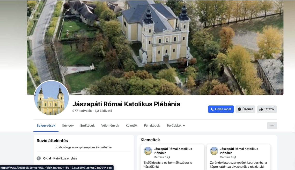 Öt napja csak pornót posztolnak a Jászapáti Római Katolikus Plébánia Facebook-oldalára
