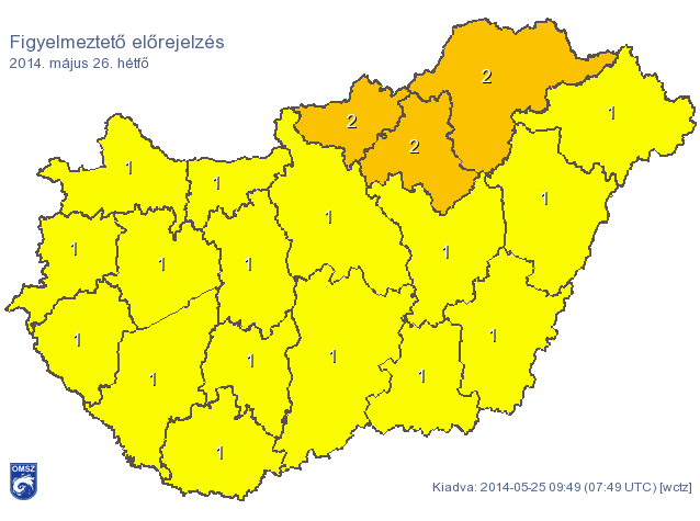 Figyelem, viharriasztást adtak ki hétfőre
