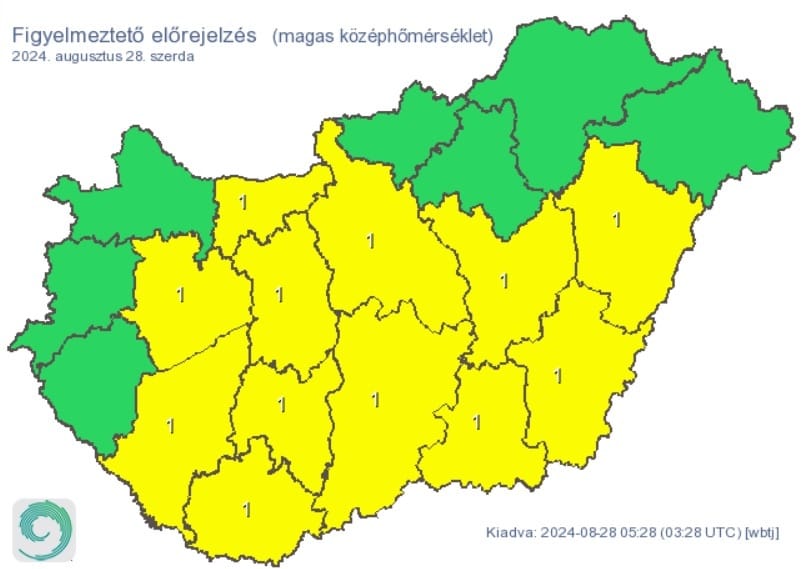 Nagy forróságra és zivatarra figyelmeztetnek