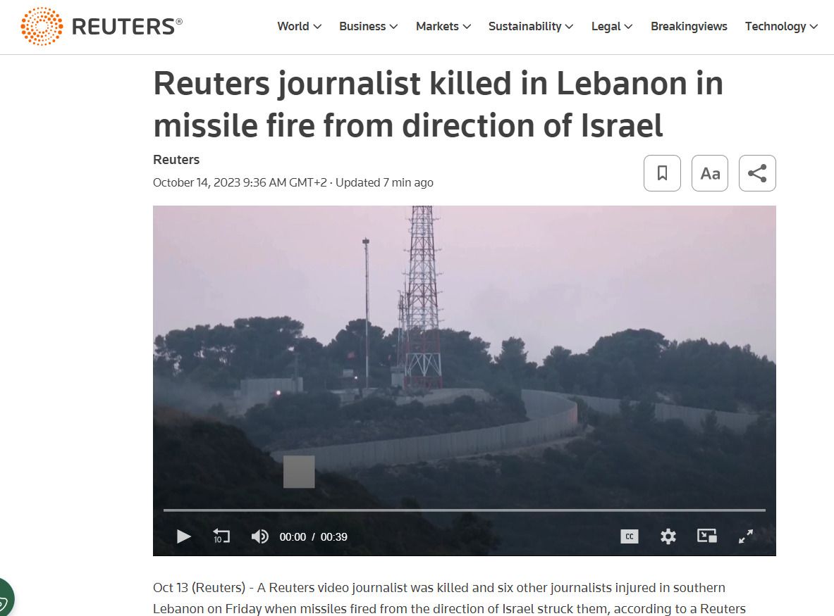 A Reuters közzétette a videót, amelyet a Libanonban meghalt operatőrük készített, miközben találat érte