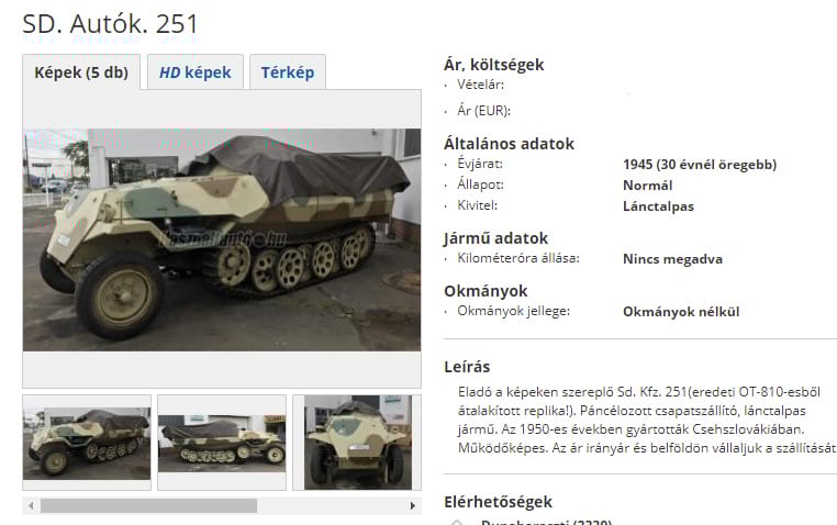 Nem vicc: még hernyótalpas német harckocsi is van eladó a neten