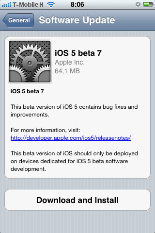 Megérkezett az IOS 5 béta 7 a tesztelőkhöz