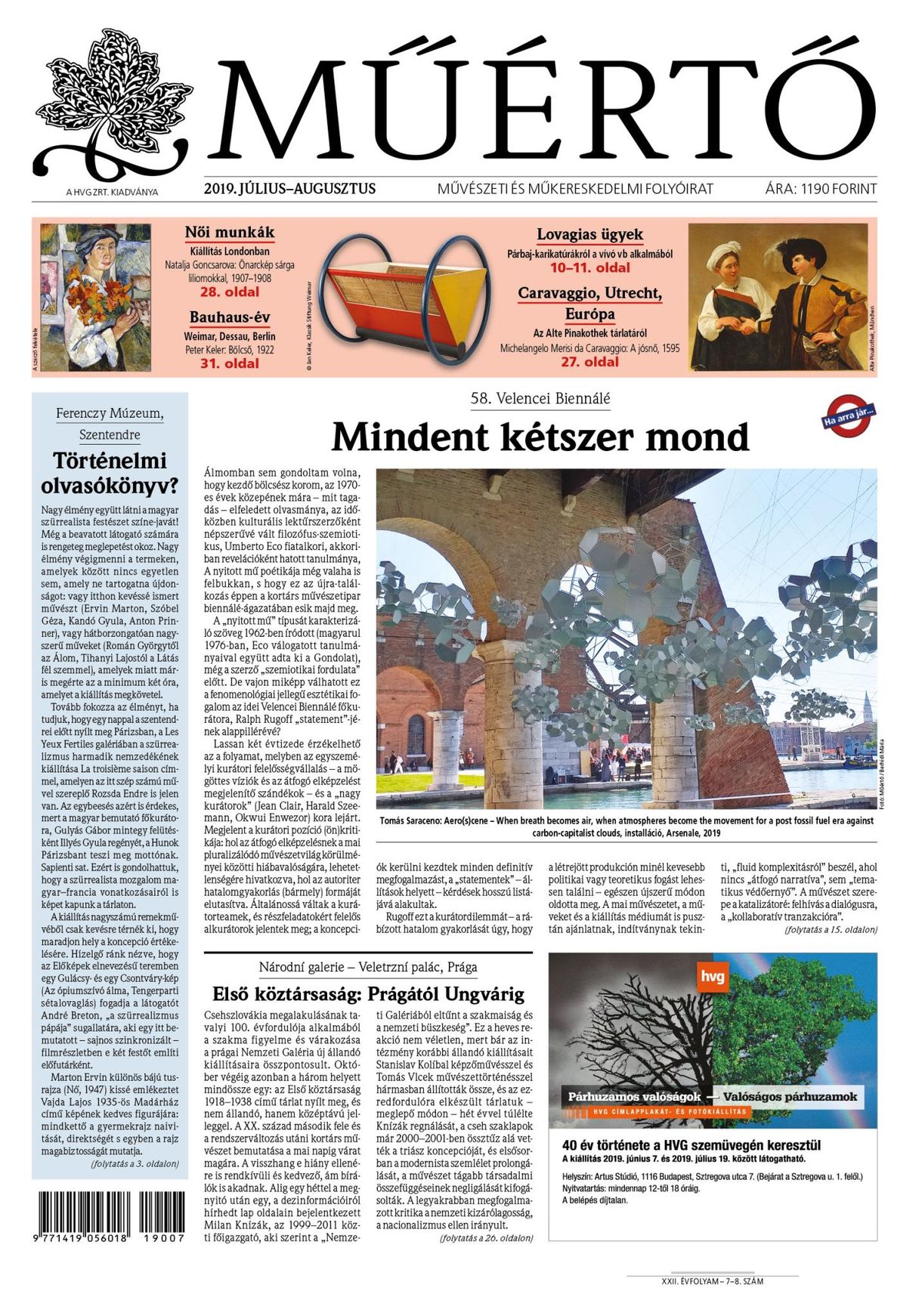 Megjelent a Műértő 2019 július–augusztusi lapszáma