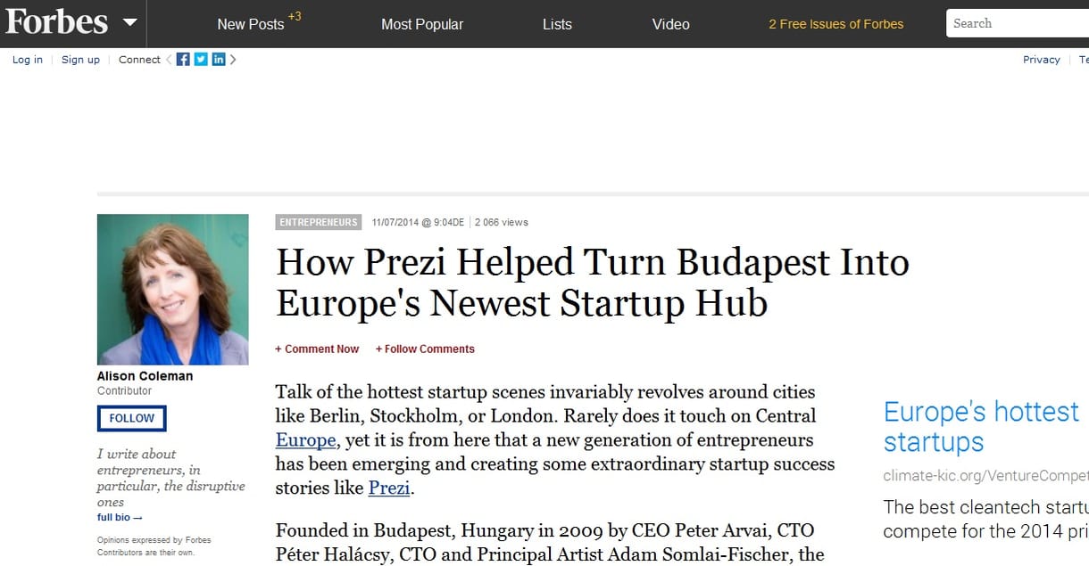 Forbes: így tette fel egy cég Budapestet a startup-térképre