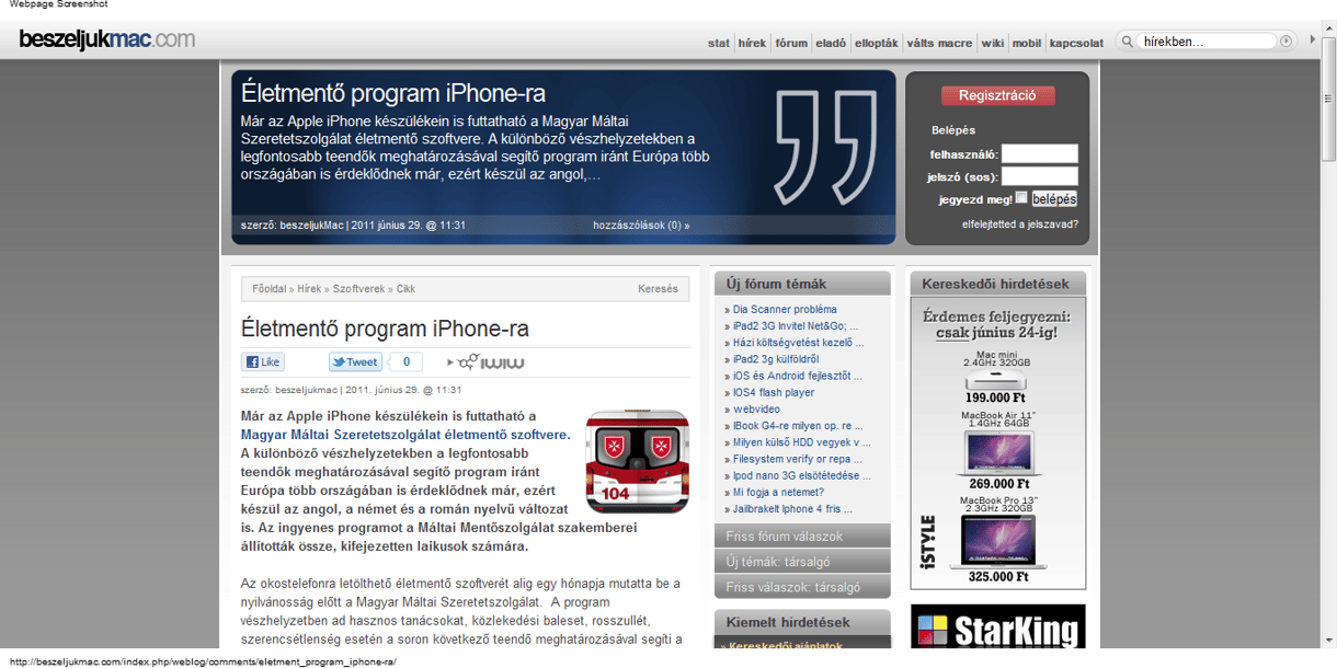 Életmentő alkalmazás iPhone-ra