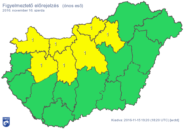 Itt a figyelmeztetés: ónos esőtől csúszhatnak az utak szerdán
