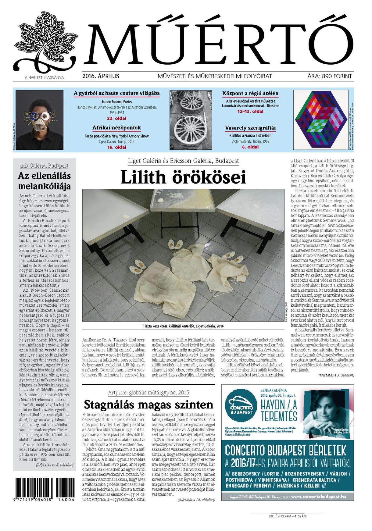 Megjelent a Műértő áprilisi lapszáma