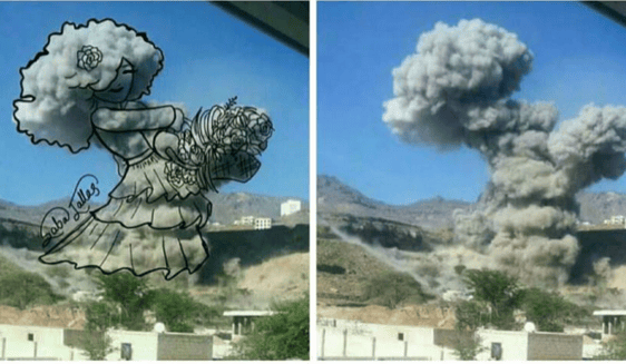A bombák füstjéből alkot békét ünneplő képeket egy amatőr művész