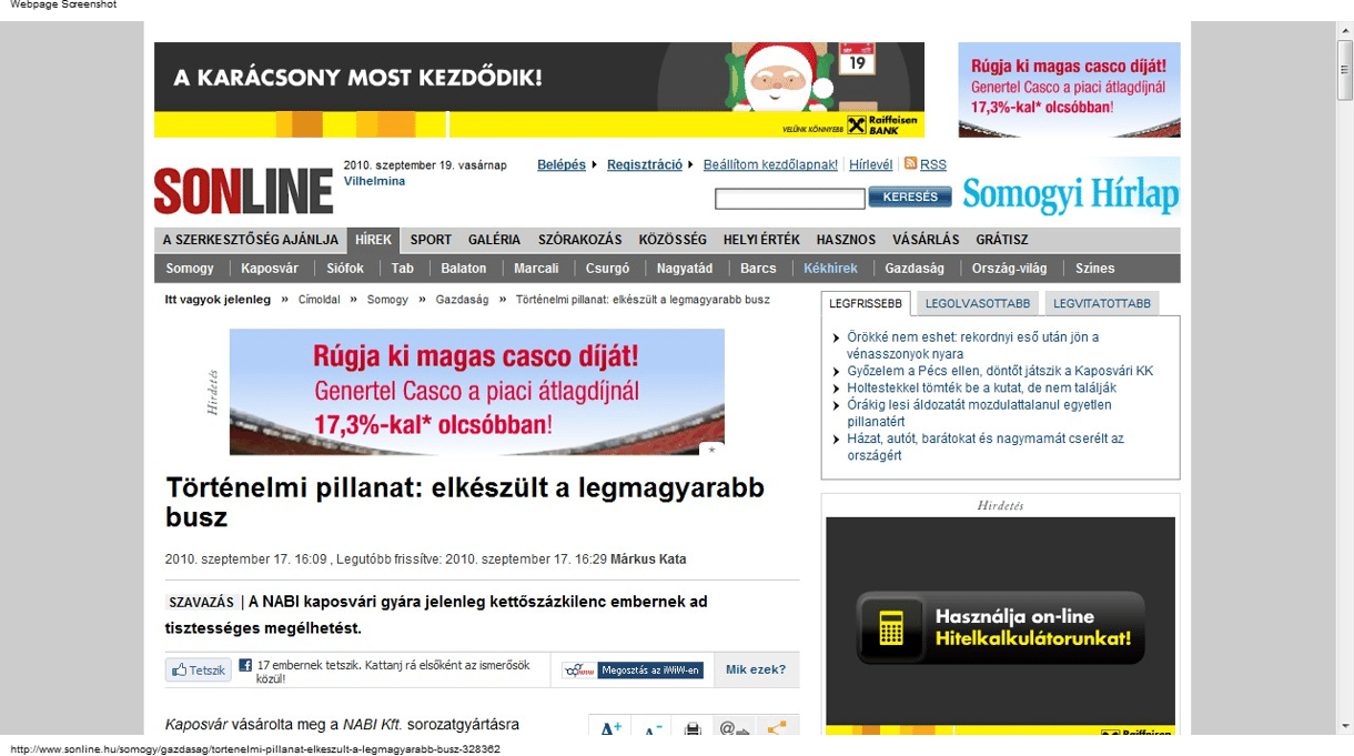 Kaposvár vásárolta meg a NABI új buszának első darabját