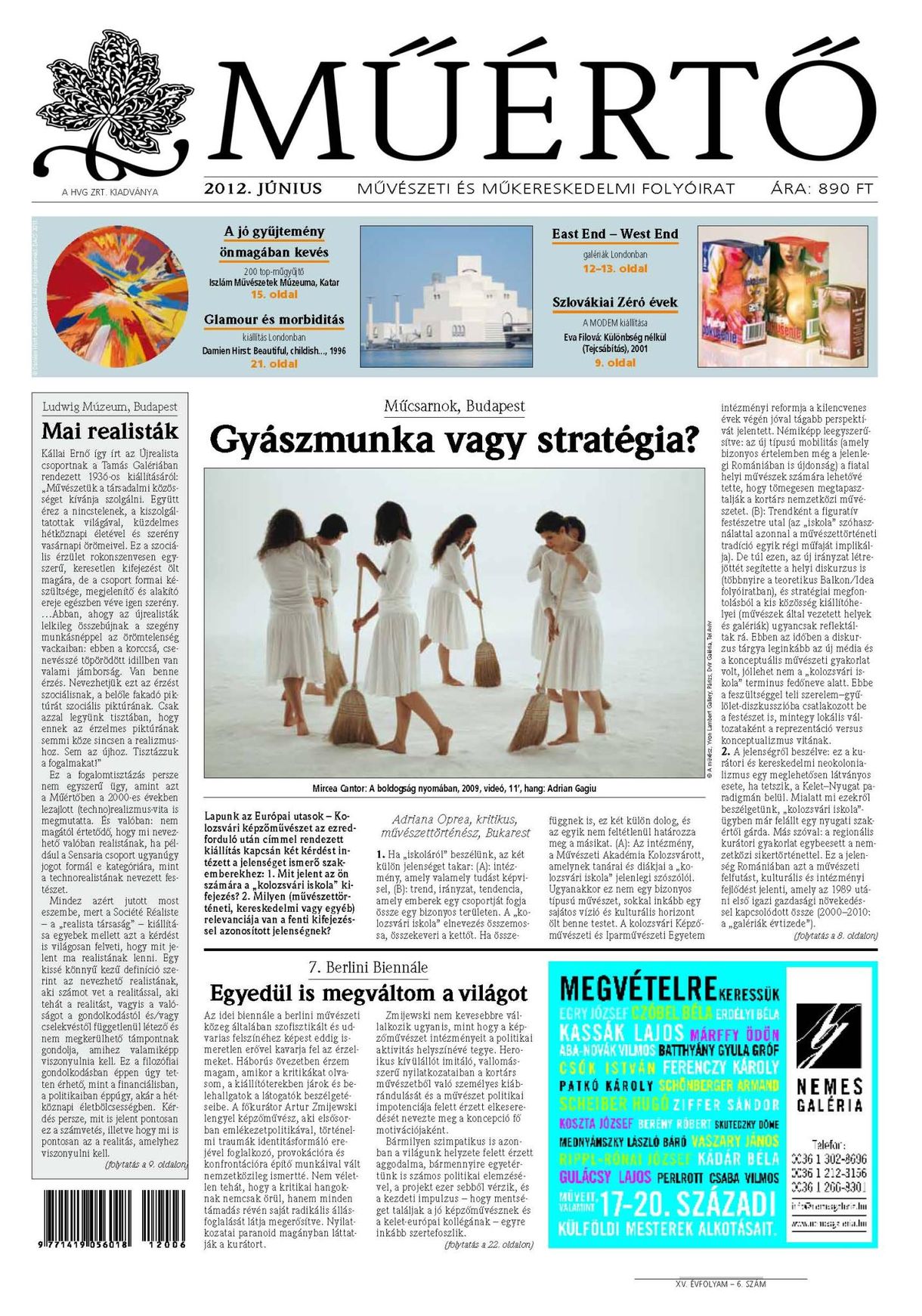 Megjelent a műértő júniusi száma