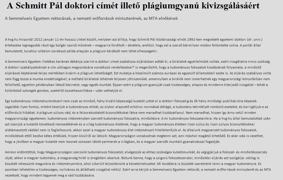 Petíciót nyújtottak be a Schmitt-botrány miatt