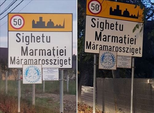Két napig álltak Máramarossziget kétnyelvű helységnévtáblái