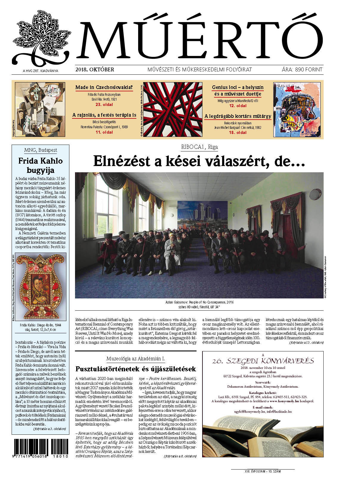 Megjelent a Műértő 2018. októberi lapszáma