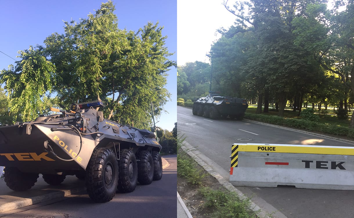 Fotó: Tankkal őrzik a vizes vébét, sátorból a tankot